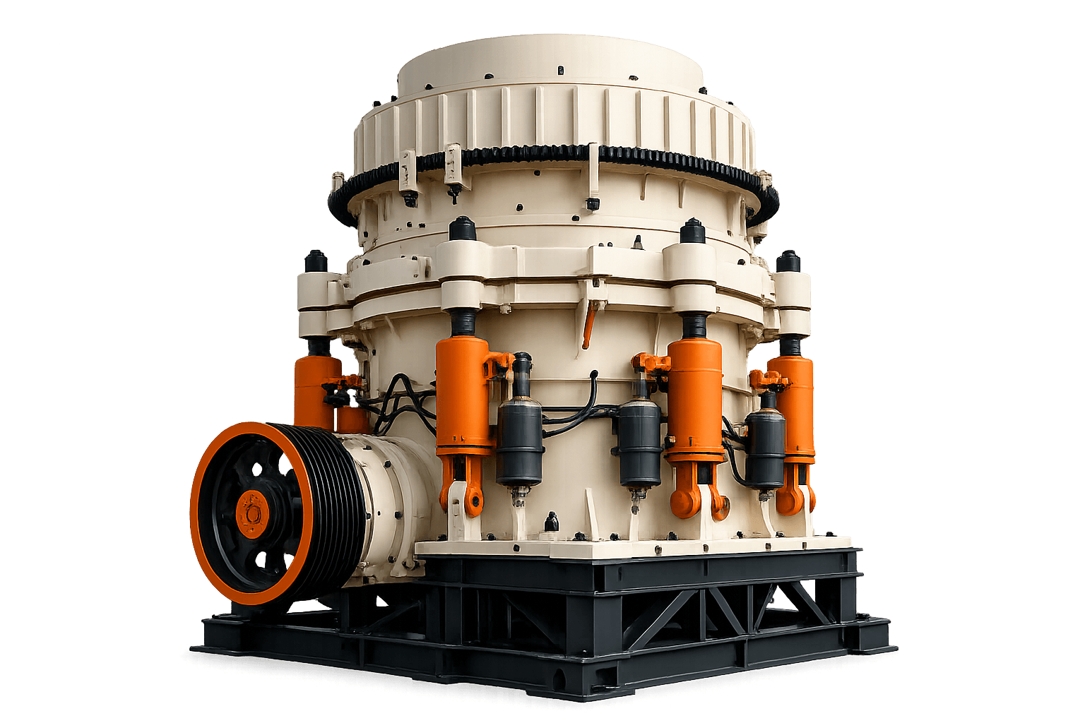 Cone crusher machine with technical part callouts