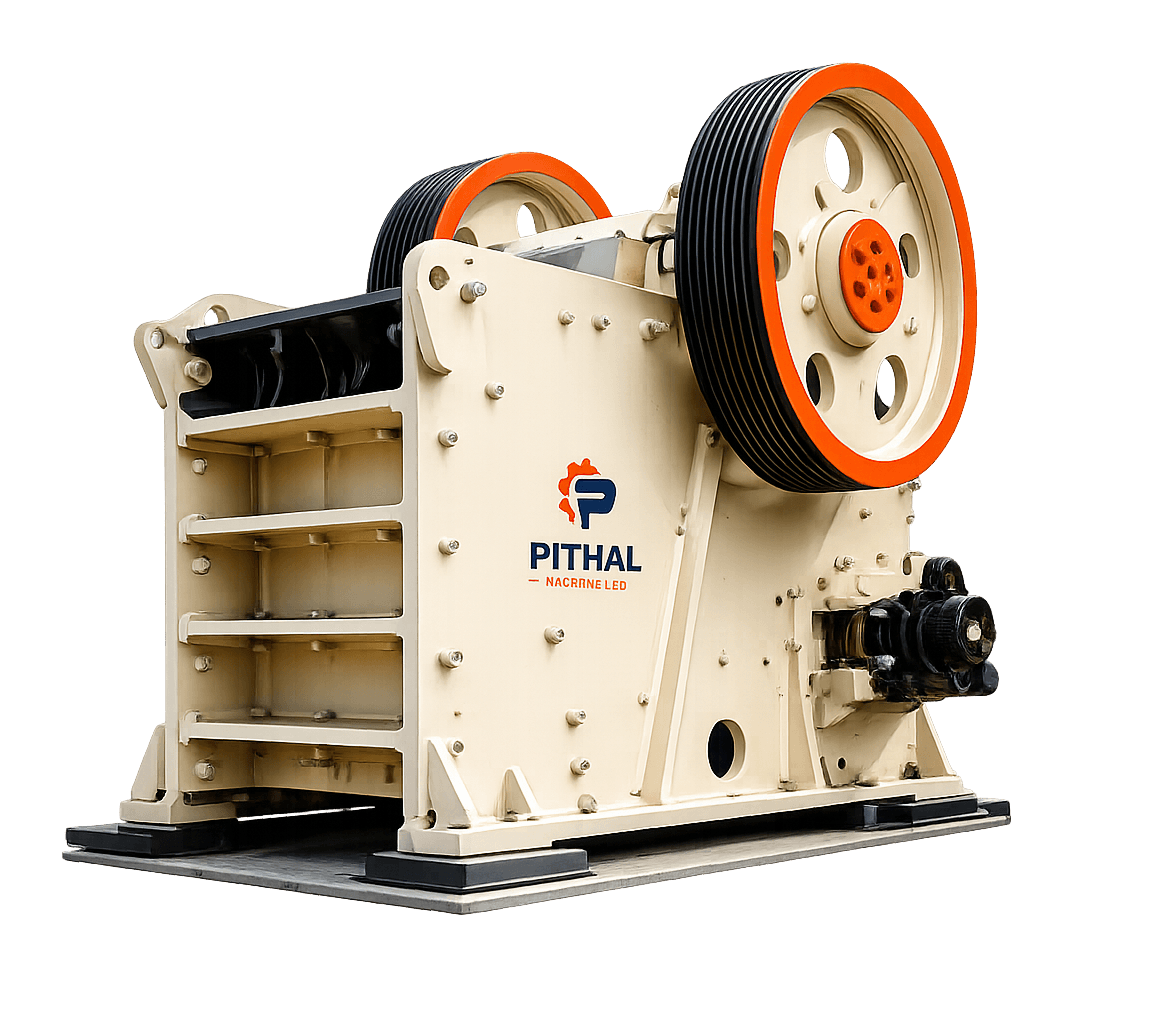 Jaw crusher machine with technical part callouts