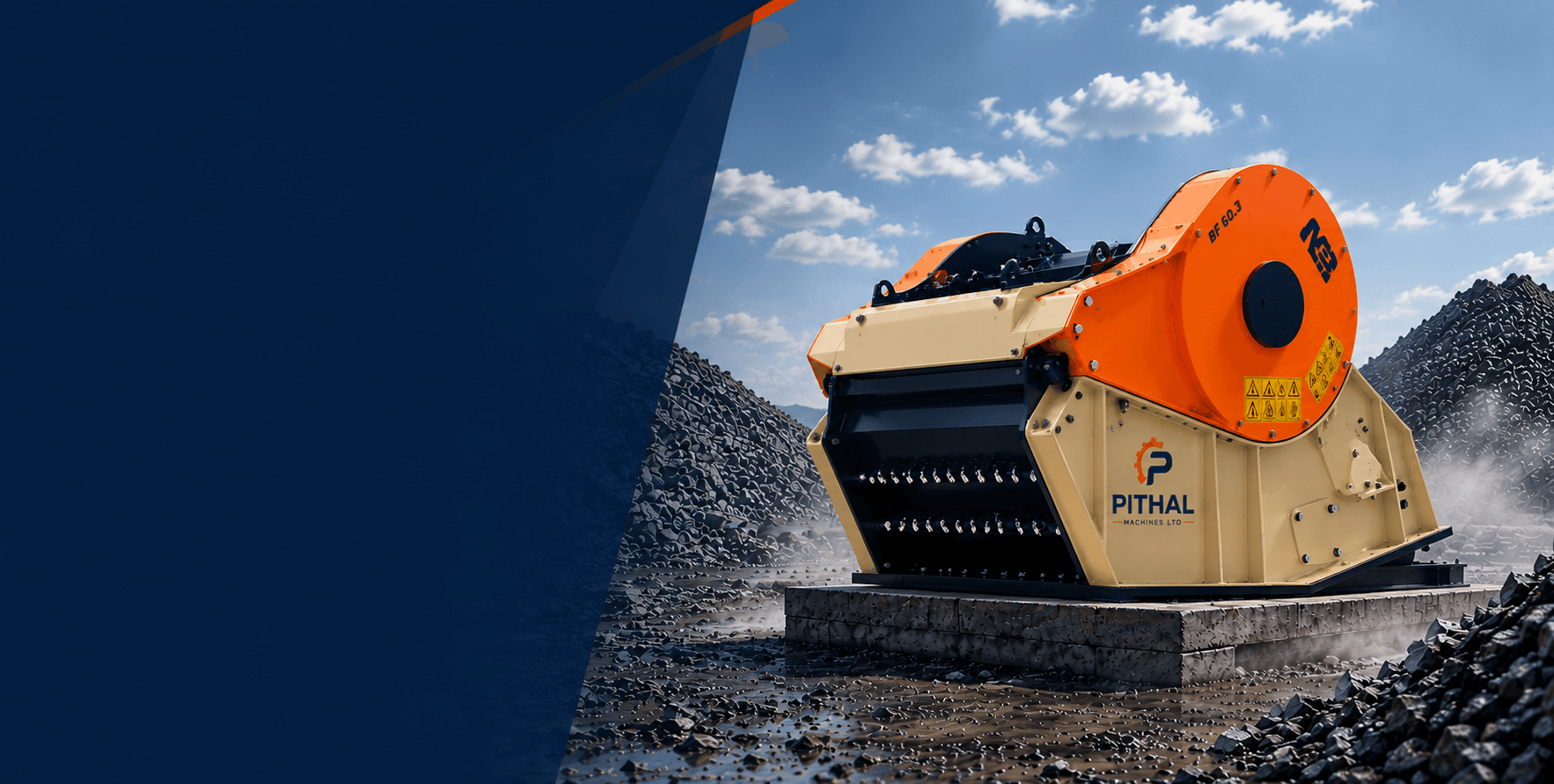 Pithal Prime Bucket Crusher operating on a demolition site