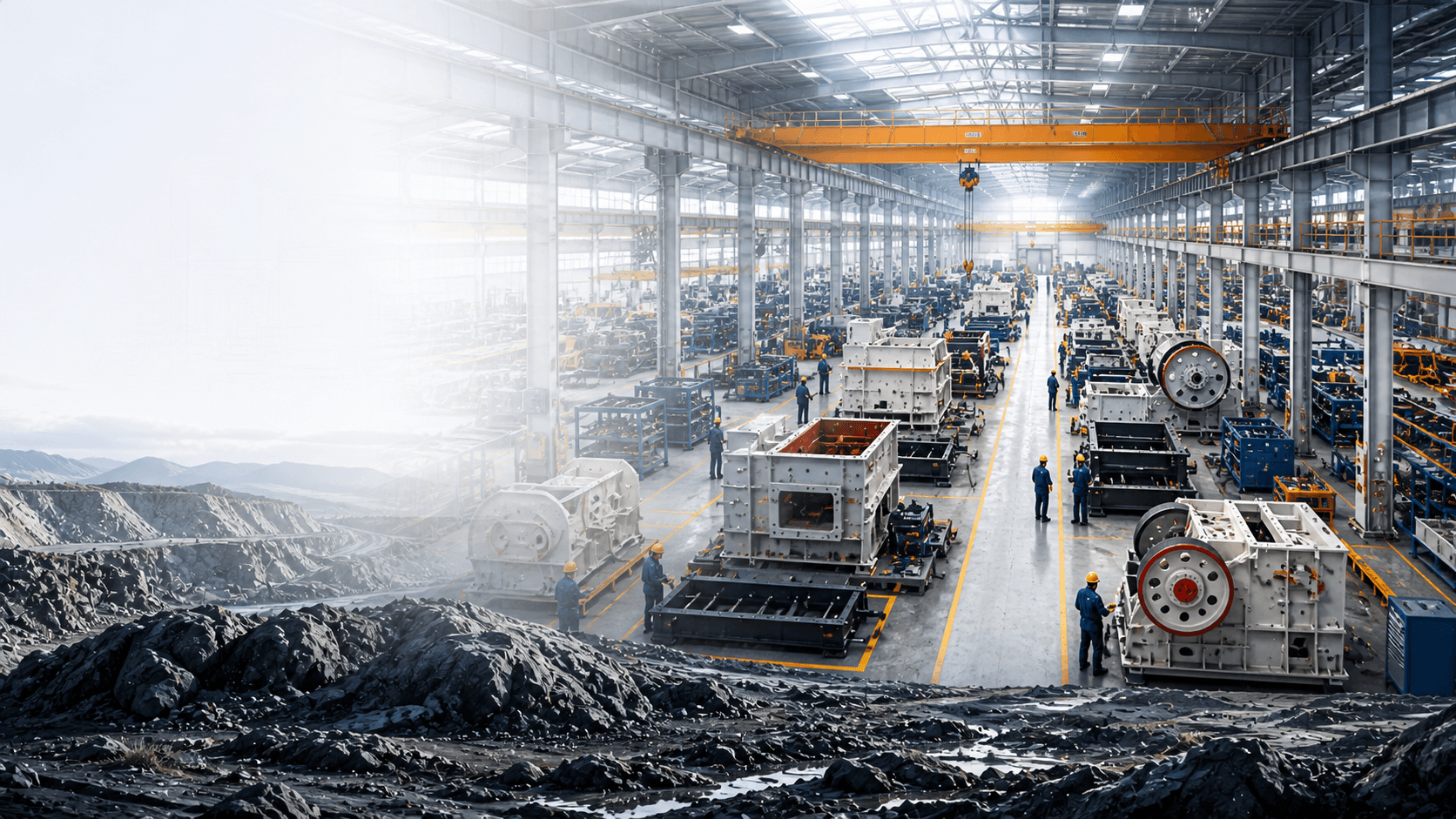 Pithal Machines industrial factory floor and quarry application background